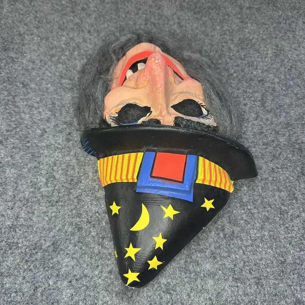 Plastic Mask Halloween Ben Cooper Vtg Witch Black Light Classic Hag 60s Cat Bat